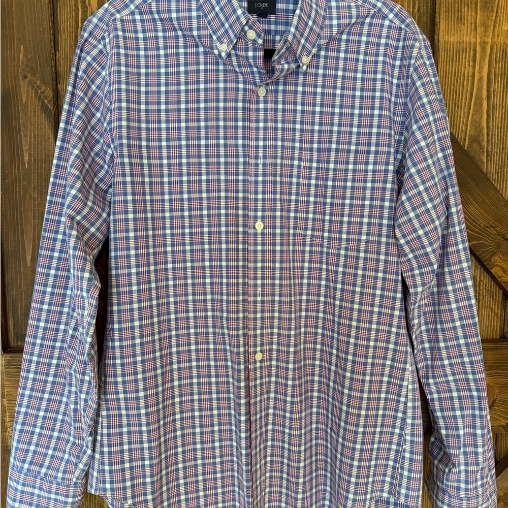 J. Crew Blue and Red Plaid Men's Shirt
